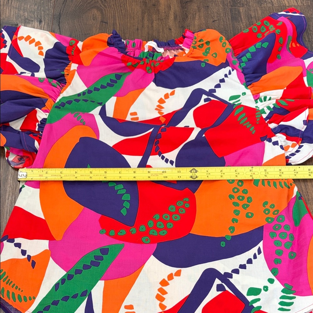 NWOT Ces Femme Boutique Colorful Abstract Blouse Structure Sleeve M - Picture 4 of 10